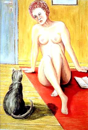 Heinz Sterzenbach - Akt mit Katze