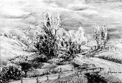 Heinz Sterzenbach - Landschaft mit Br�cke