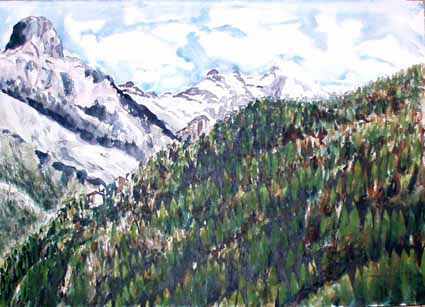 Heinz Sterzenbach - Blick von Saas Grund auf Egginer u. Allalinhorn