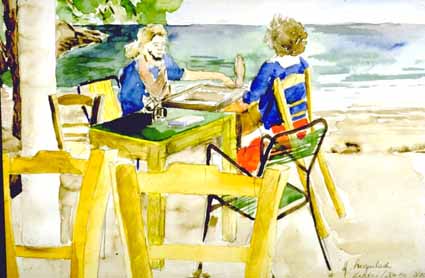 Heinz Sterzenbach - Zwei Tafli-Spieler bei Elpida, Lentas, Kreta
