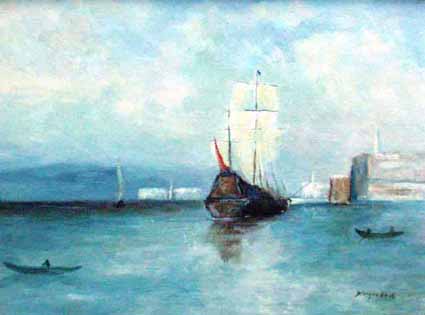 Heinz Sterzenbach - Segelschiff im Hafen 1