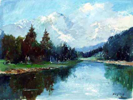 Heinz Sterzenbach - Flu�landschaft in den Bergen