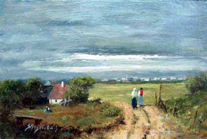 Heinz Sterzenbach - Zwei Damen auf Feldweg