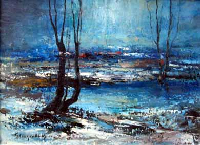 Heinz Sterzenbach - Winterlandschaft mit See