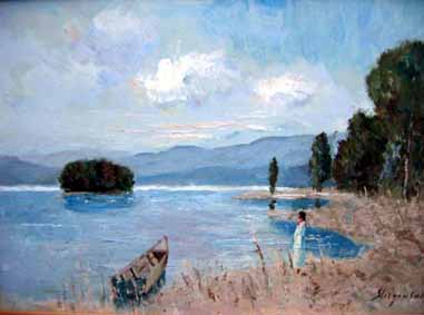 Heinz Sterzenbach - Seelandschaft mit Boot 2