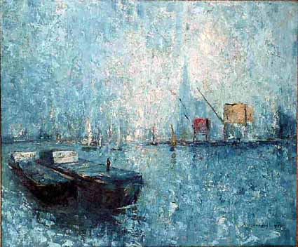 Heinz Sterzenbach - Hafen mit zwei K�hnen 2