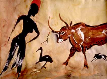 Heinz Sterzenbach - Hirte mit Stier u. Gans