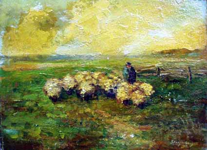 Heinz Sterzenbach - Sch�fer mit Schafherde 3