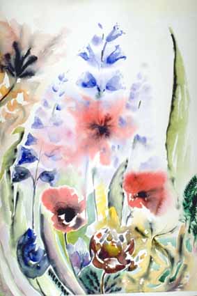 Heinz Sterzenbach - Blumenfeld, Mohn u. Ritterspornbl�ten