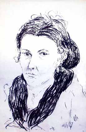 Heinz Sterzenbach - Portrait einer Frau mit Pelzkragen