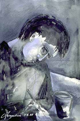 Heinz Sterzenbach - Sch�ler beim Aquarellieren