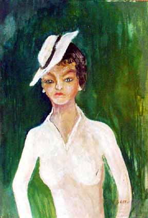 Heinz Sterzenbach - Portrait Dame mit Hut 2
