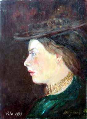 Heinz Sterzenbach - Portrait Dame mit Hut 3