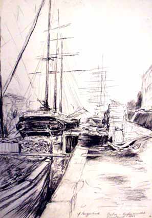 Heinz Sterzenbach - Hafen in Oulu mit Segelschiffen