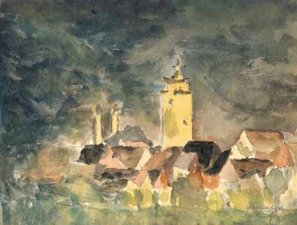 Heinz Sterzenbach - Dorf bei Nacht