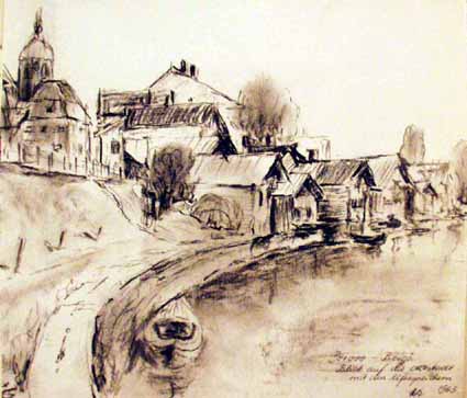 Heinz Sterzenbach - Porvoo-Borg�, Blick auf die Altstadt mit Uferspeichern