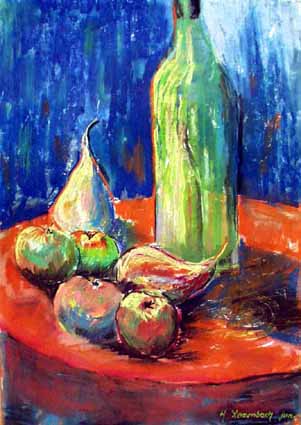 Heinz Sterzenbach - Flasche mit Europfel und Birnen