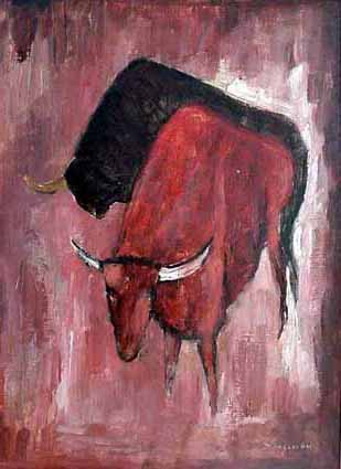 Heinz Sterzenbach - Zwei Stiere rot-schwarz