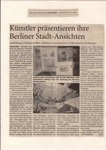 Berliner Abendblatt, Zehlendorf, Rathaus Zehlendorf, "Künstler präsentieren ihre Berliner Stadt-Ansichten" Berliner Abendblatt, Zehlendorf, Rathaus Zehlendorf, "Künstler präsentieren ihre Berliner Stadt-Ansichten"
