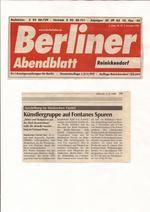Berliner Abendblatt, Reinickendorf, Fontane-Haus, "Künstlergruppe auf Fontanes Spuren - Bilder und Skulpturen aus der Mark Brandenburg" Berliner Abendblatt, Reinickendorf, Fontane-Haus, "Künstlergruppe auf Fontanes Spuren - Bilder und Skulpturen aus der Mark Brandenburg"