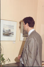 Ausstellungserffnung "Berliner Brcken- u. Wasserbilder, Radierungen, Aquarelle und Oelbilder" der Arbeitsgruppe Berliner Architekturmaler in den Alt-Cllner Schankstuben am 6.3.1992. Foto: Dieter Gensicke, Berlin. 