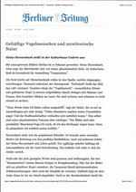 Berliner Zeitung, Kulturhaus Spandau, "Gefräßige Vogelmenschen und zerstörerische Natur" Berliner Zeitung, Kulturhaus Spandau, "Gefräßige Vogelmenschen und zerstörerische Natur"