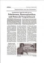 Der NordBerliner, Rathausgalerie Reinickendorf, "Kunstzentrum Tegel-Süd stellt sich vor - Fabelwesen, Bronzeplastiken und Fotos als Vorgeschmack" Der NordBerliner, Rathausgalerie Reinickendorf, "Kunstzentrum Tegel-Süd stellt sich vor - Fabelwesen, Bronzeplastiken und Fotos als Vorgeschmack"