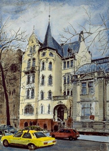 Die Villa Grisebach (links im Bild) wurde 1891-92 von Hans Grisebach, dem bedeutendsten Berliner Architekt im beginnenden Jugendstil erbaut.