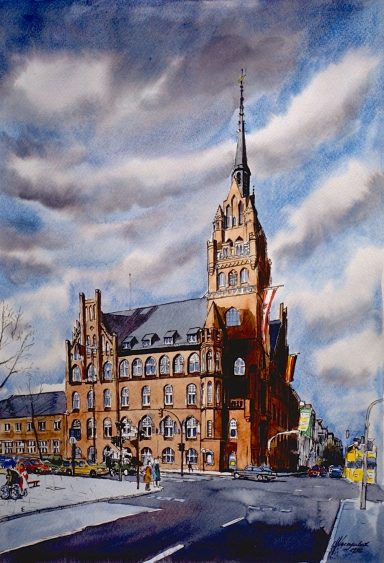 Erbaut 1896/97 von  den Architekten Heinrich Reinhardt und Georg Süssenguth. In der Märkische Backsteingotik errichtet