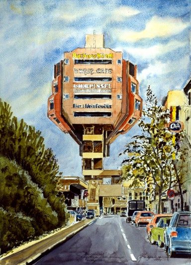 Das Turmrestaurant "Bierpinsel", entworfen von dem Architekten-Ehepaar Schüler-Witt (von ihm stammt auch das ICC am Funkturm), 