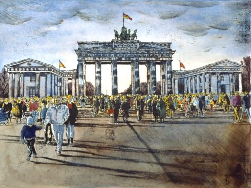 Am Tage der Wiedereröffnung (22.12.1989). 
Erbaut von Langhans 1788-1789  im Baustil des Klassizismus, nach einem antiken Vorbild 