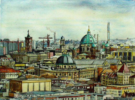 Blick von der Charité (Hochhaus) auf Berlin-Mitte. 
